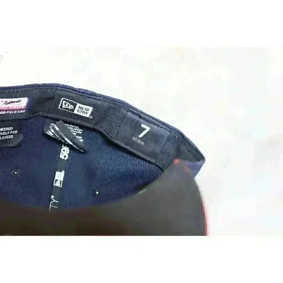 Atlanta Braves Multi Logo 59Fifty Fitted Hat Blue Size 7 Official On-Field Cap - Picture 8 of 10